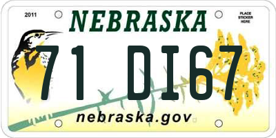 NE license plate 71DI67