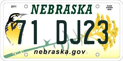 NE license plate 71DJ23
