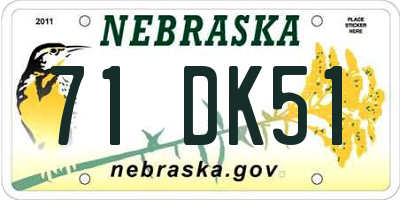 NE license plate 71DK51