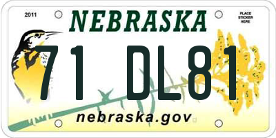 NE license plate 71DL81