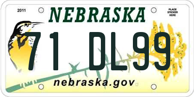NE license plate 71DL99
