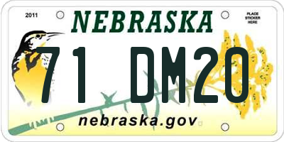 NE license plate 71DM20