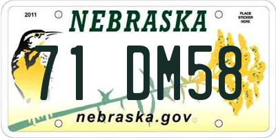 NE license plate 71DM58