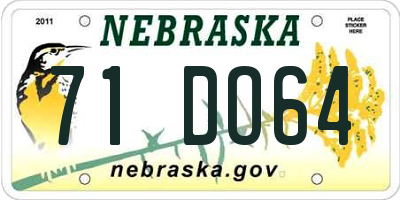 NE license plate 71DO64