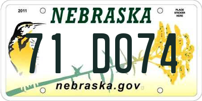 NE license plate 71DO74