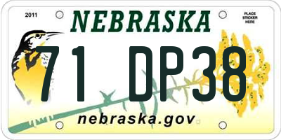 NE license plate 71DP38