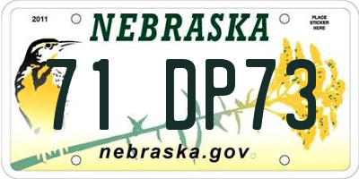 NE license plate 71DP73