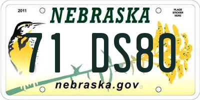 NE license plate 71DS80