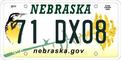 NE license plate 71DX08