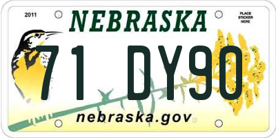 NE license plate 71DY90