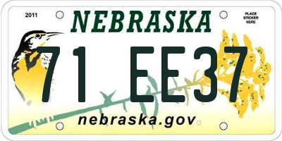 NE license plate 71EE37