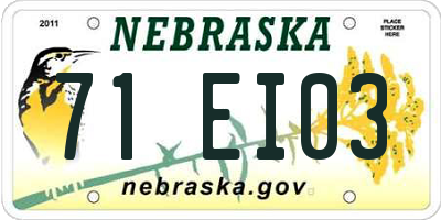 NE license plate 71EI03