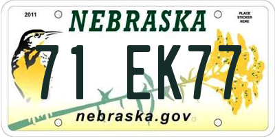 NE license plate 71EK77