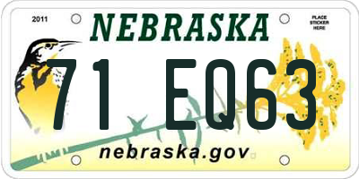 NE license plate 71EQ63