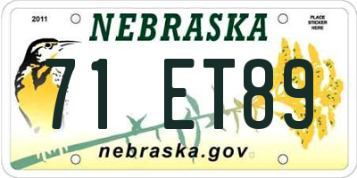 NE license plate 71ET89