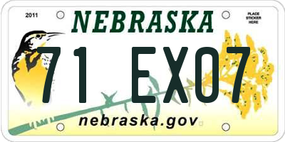 NE license plate 71EX07