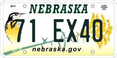 NE license plate 71EX40