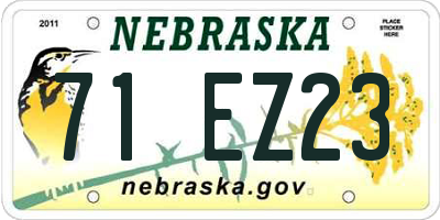 NE license plate 71EZ23