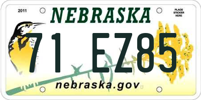 NE license plate 71EZ85