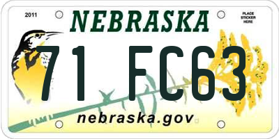 NE license plate 71FC63