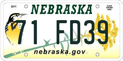 NE license plate 71FD39