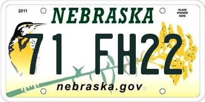 NE license plate 71FH22