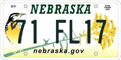 NE license plate 71FL17