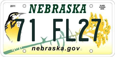 NE license plate 71FL27