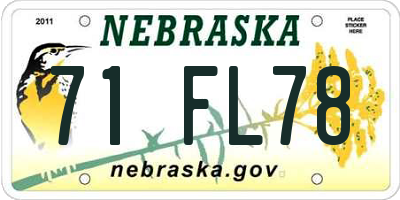 NE license plate 71FL78