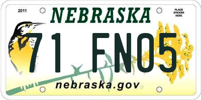 NE license plate 71FN05