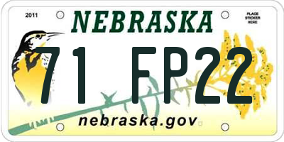 NE license plate 71FP22