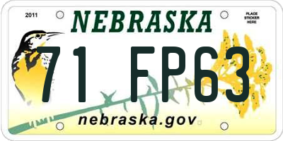 NE license plate 71FP63