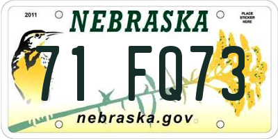 NE license plate 71FQ73