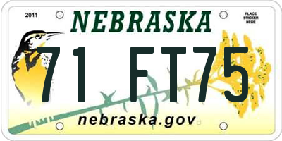 NE license plate 71FT75