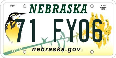 NE license plate 71FY06