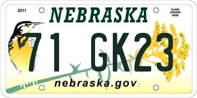 NE license plate 71GK23