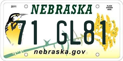 NE license plate 71GL81