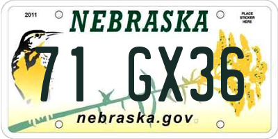 NE license plate 71GX36
