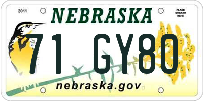NE license plate 71GY80