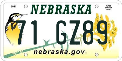 NE license plate 71GZ89