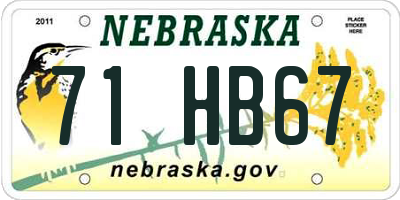 NE license plate 71HB67