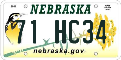 NE license plate 71HC34