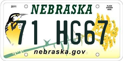NE license plate 71HG67