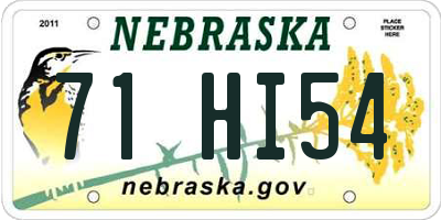 NE license plate 71HI54