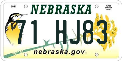 NE license plate 71HJ83