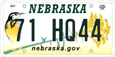 NE license plate 71HQ44
