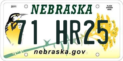 NE license plate 71HR25