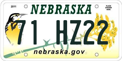 NE license plate 71HZ22