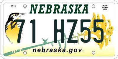 NE license plate 71HZ55