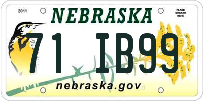 NE license plate 71IB99